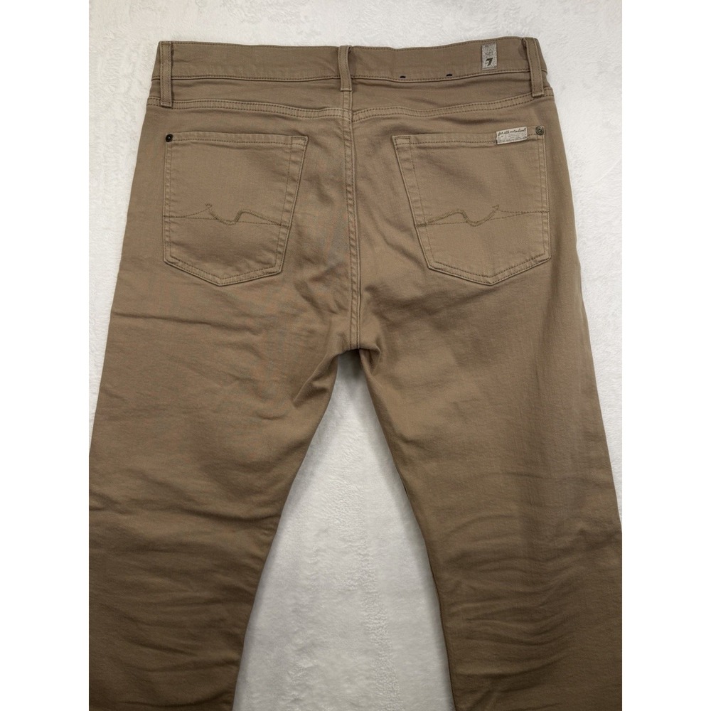 7 For All Mankind Slimmy Jeans Mens 33 (34x30) Tan Slim Straight Stretch Denim